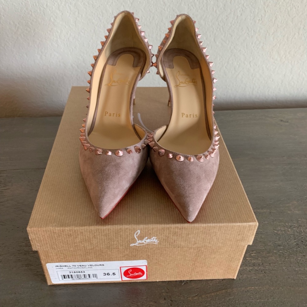 Authentic Christian Louboutin rose gold spike heel